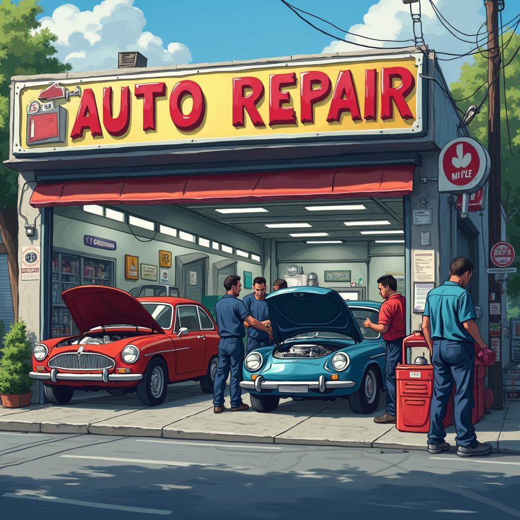 Busy auto repair shop on 164th Street