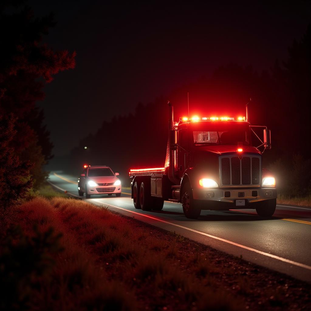 Tow Truck Assisting Stranded Vehicle