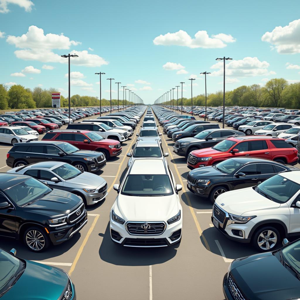 Expansive Used Car Lot with a Variety of Vehicles