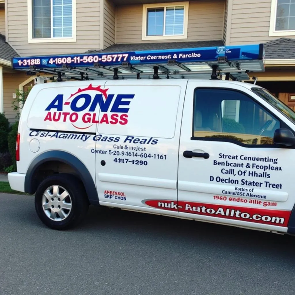 Branded service van with auto glass equipment