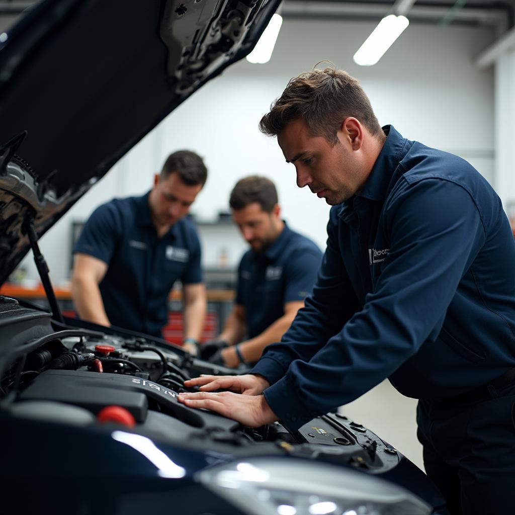 Mechanics Working on a Car at A1 Rodriguez