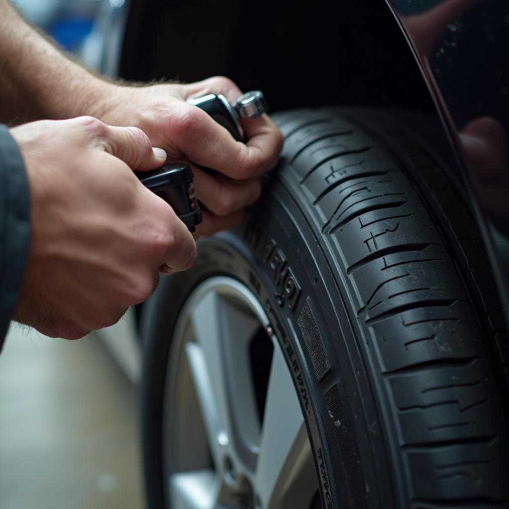 Mechanic Inspecting Tires