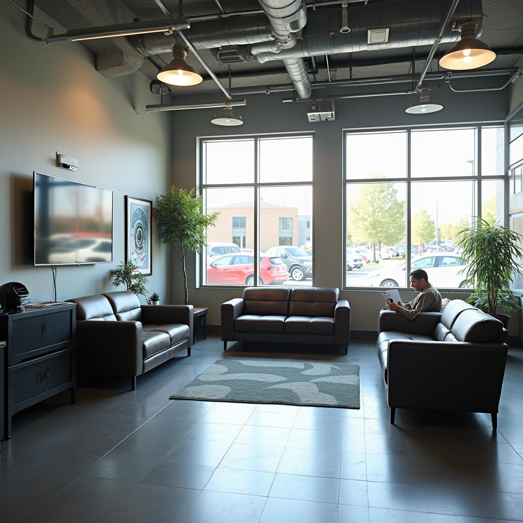 Spacious and comfortable waiting area at AA Auto Service Center.