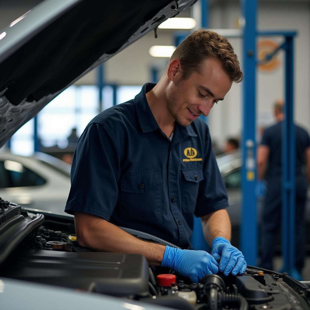 AAA Auto Service Technician Working on Car