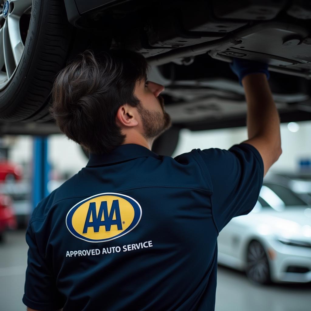 AAA Certified Mechanic Working Under a Car