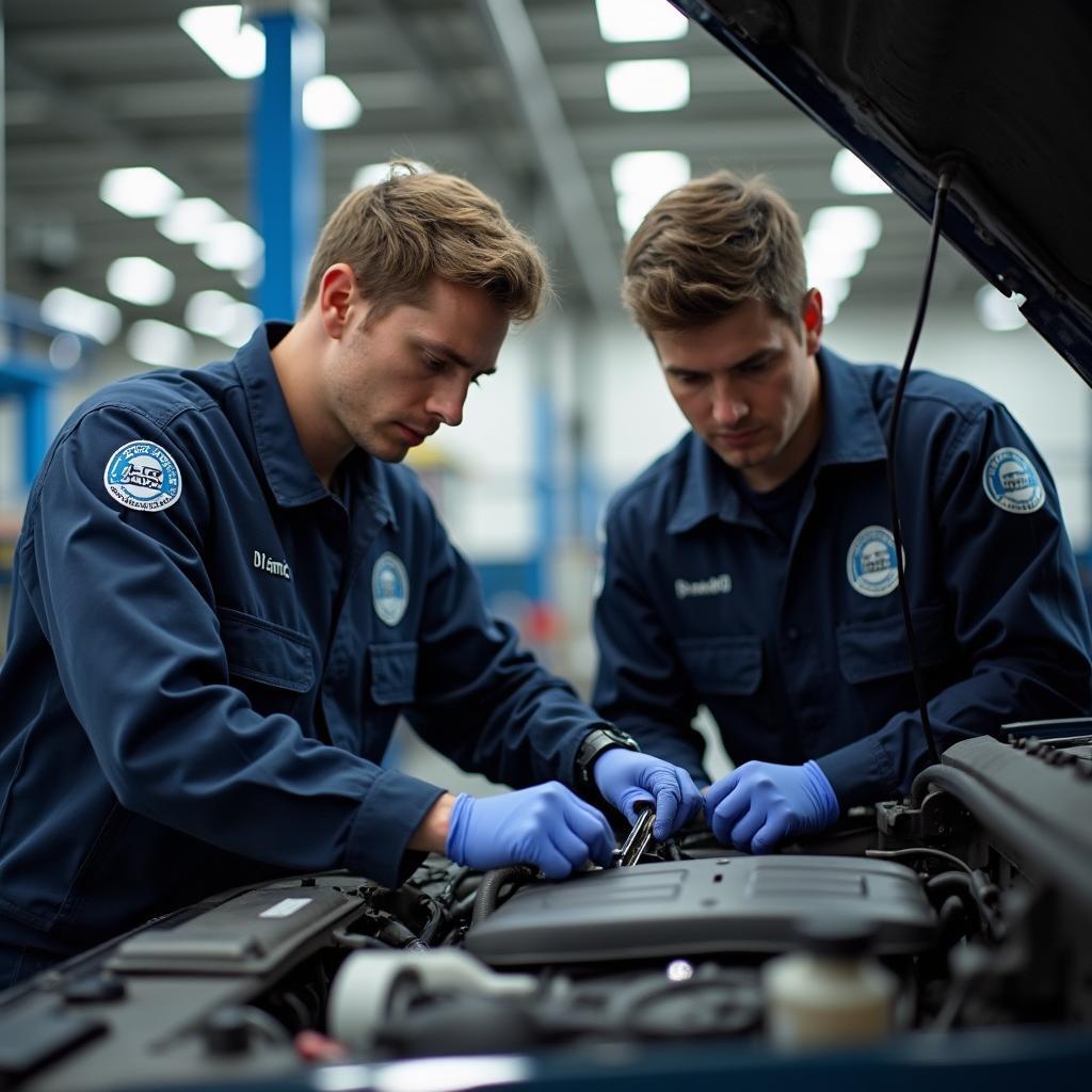 AAA Certified Technicians Working on Car