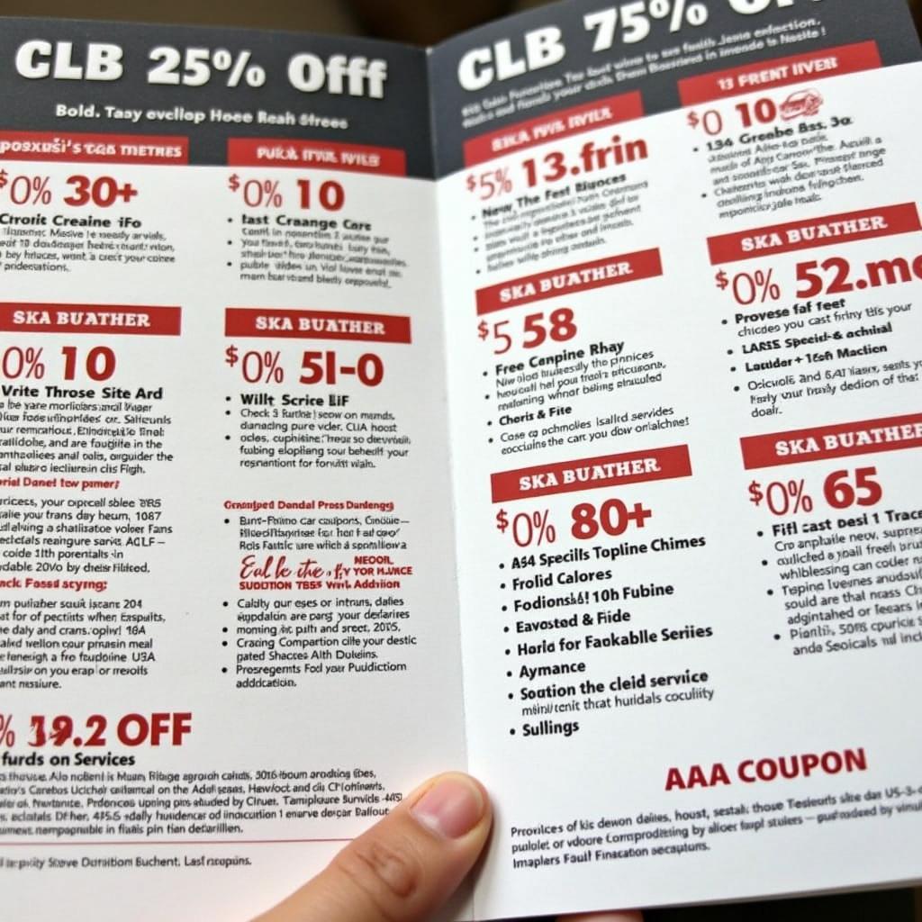 AAA coupon booklet with various car service discounts.