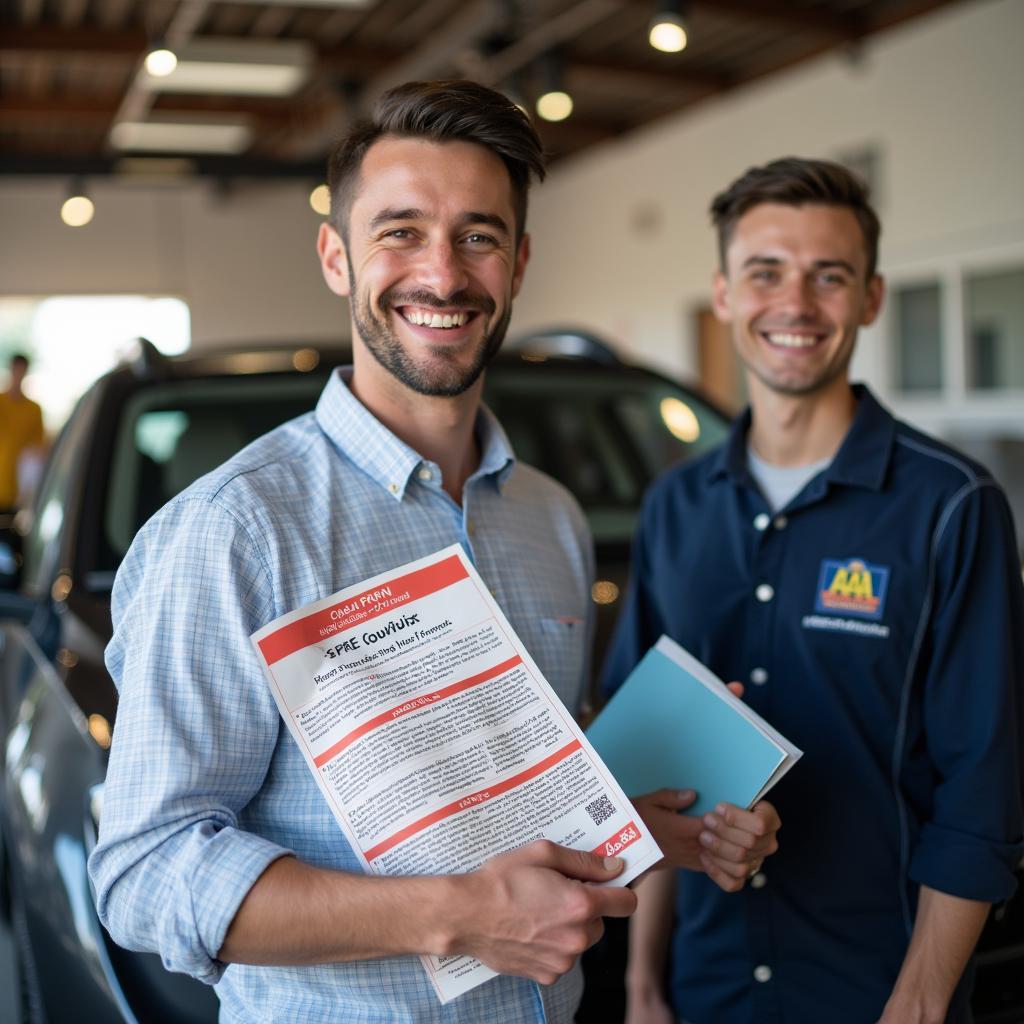 AAA member saving money with car repair coupons