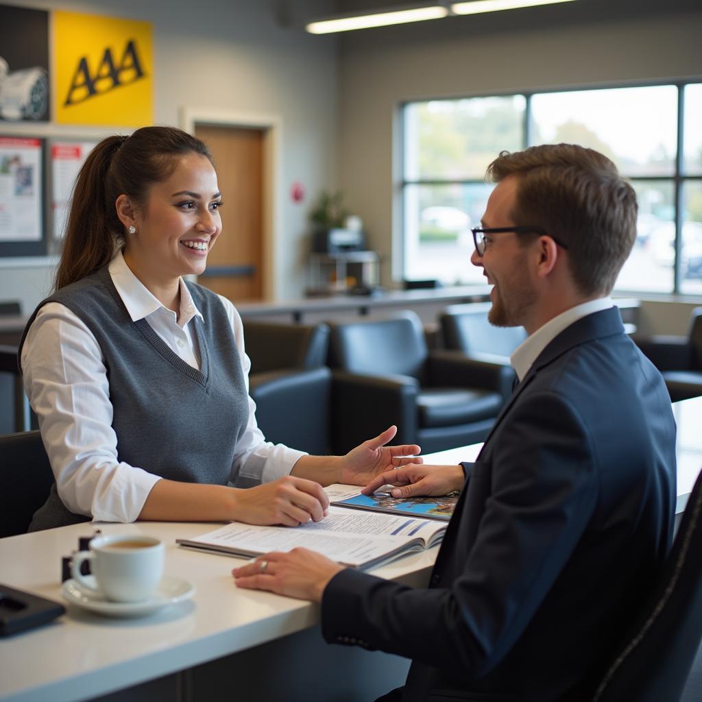 Customer service representative assisting a customer