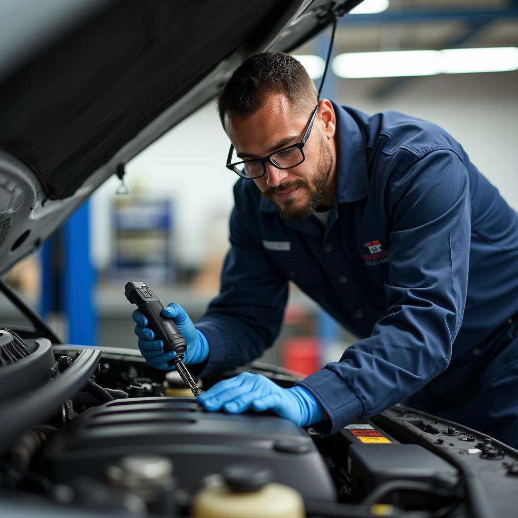 AAA Mechanic Inspecting Car Engine in Beavercreek