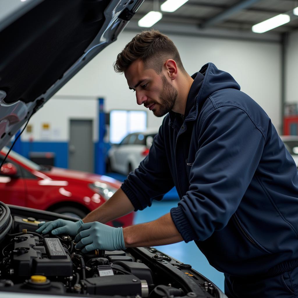 AAA Mechanic Repairing Car