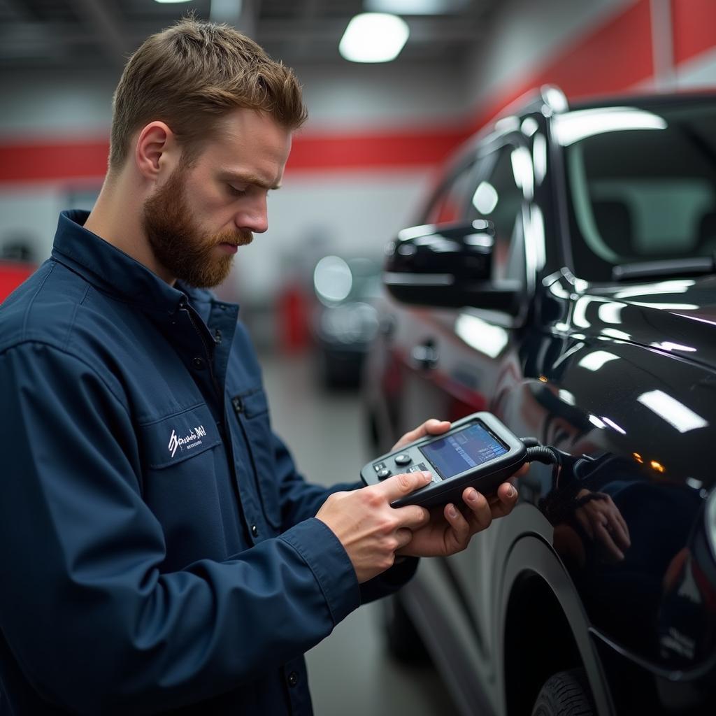 AAA Tire & Auto Service North Towne Technician Diagnosing a Car Problem