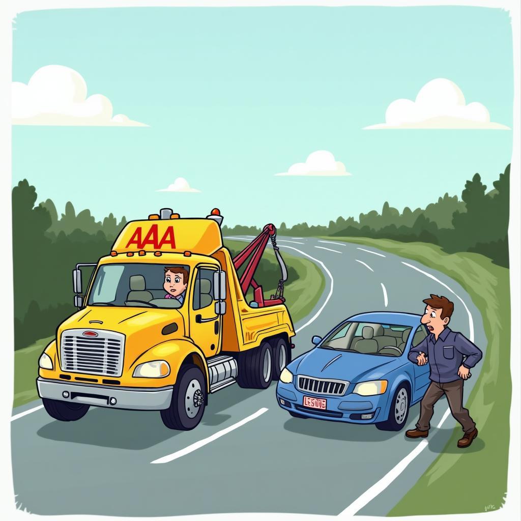 AAA Tow Truck Providing Service on Highway