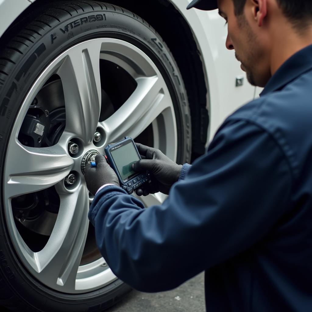 Aarts Auto Service technician performing engine diagnostics using advanced equipment.