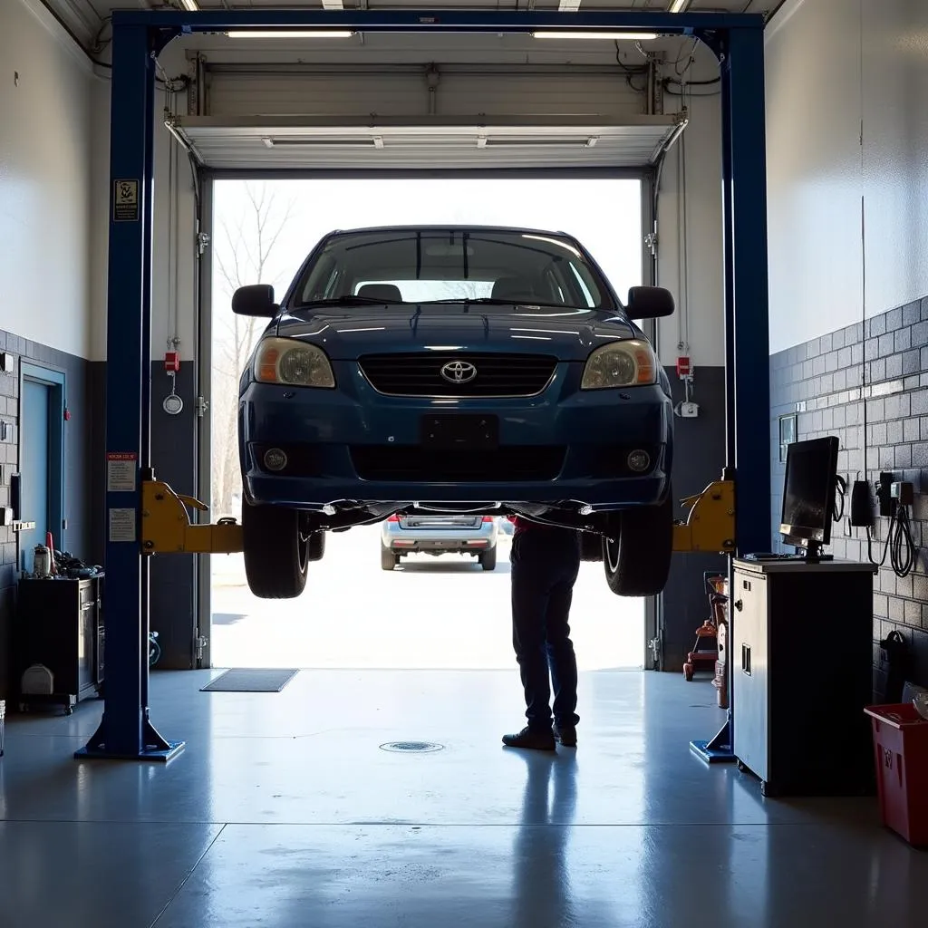 Car repair in progress at a modern auto service center in North East PA