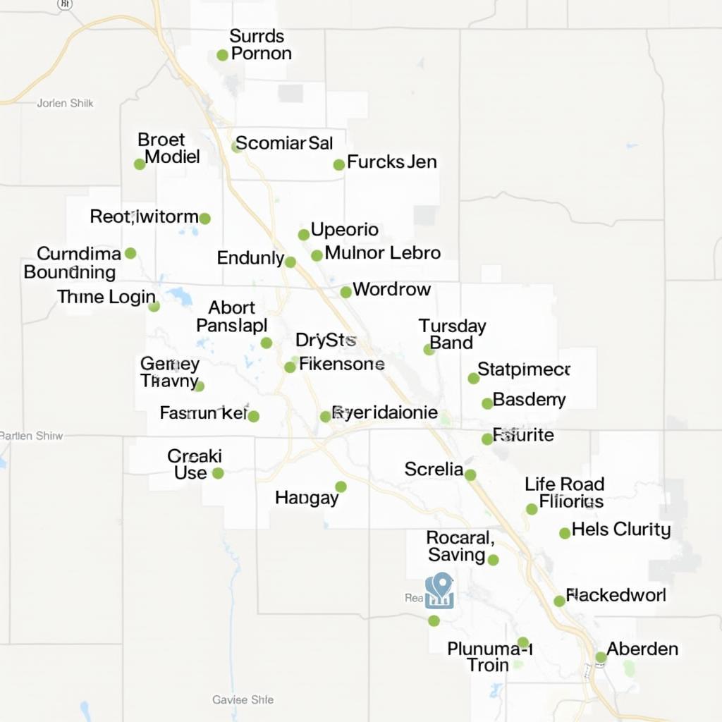 Map of Auto Service Locations in Aberdeen SD