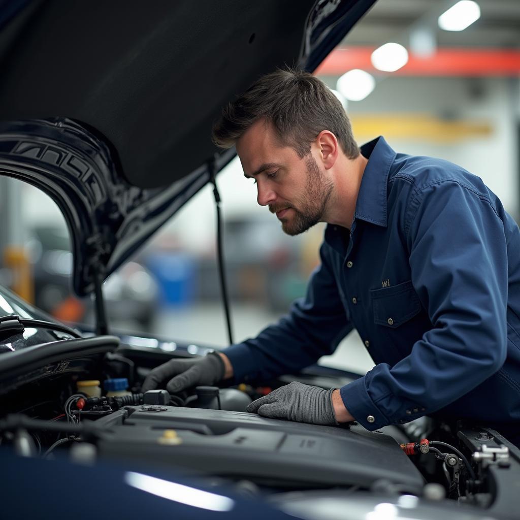 Mechanic performing an absolute auto service inspection