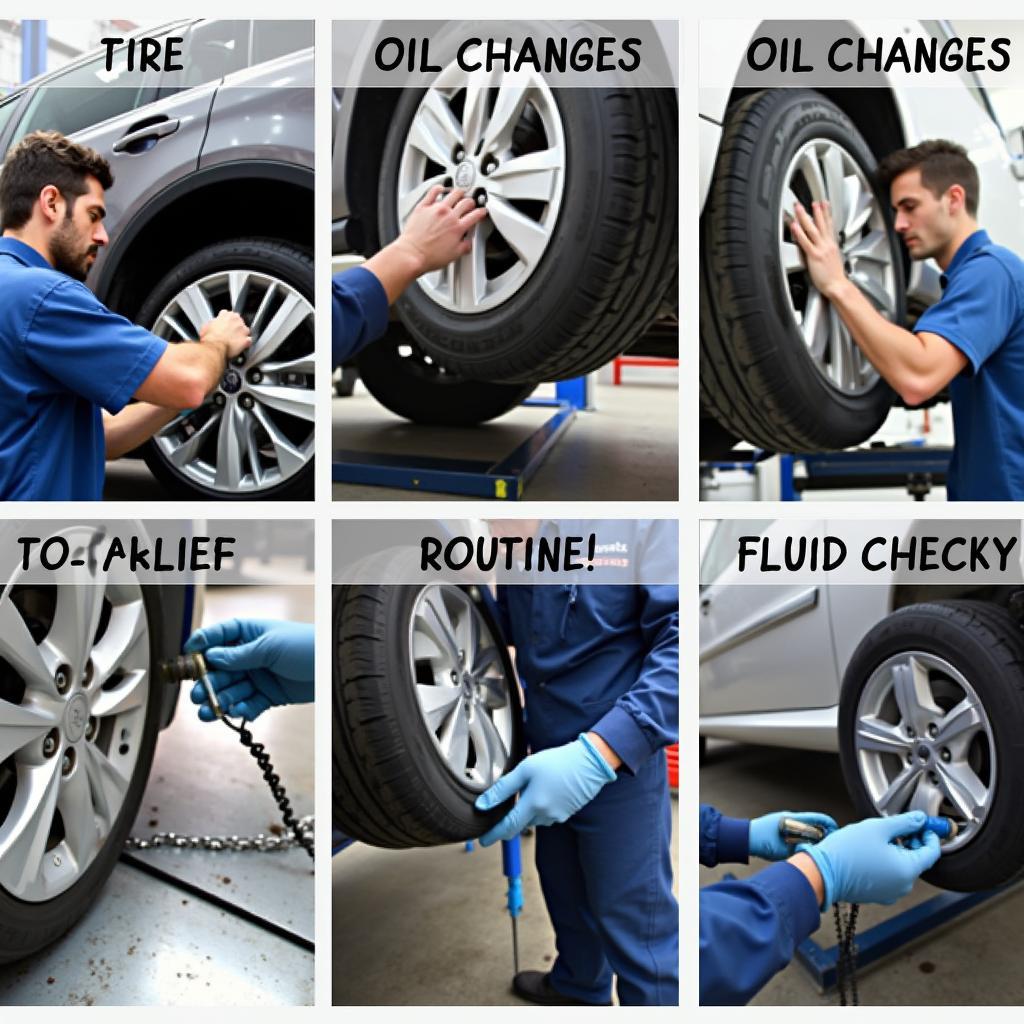 Routine maintenance tasks being performed on a car as part of absolute auto services