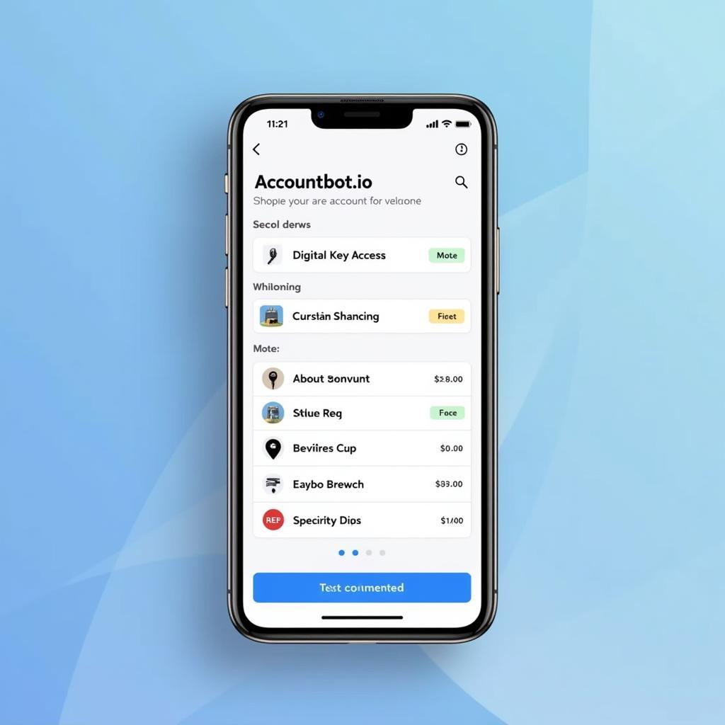 Modern smartphone displaying Accountbot.io interface