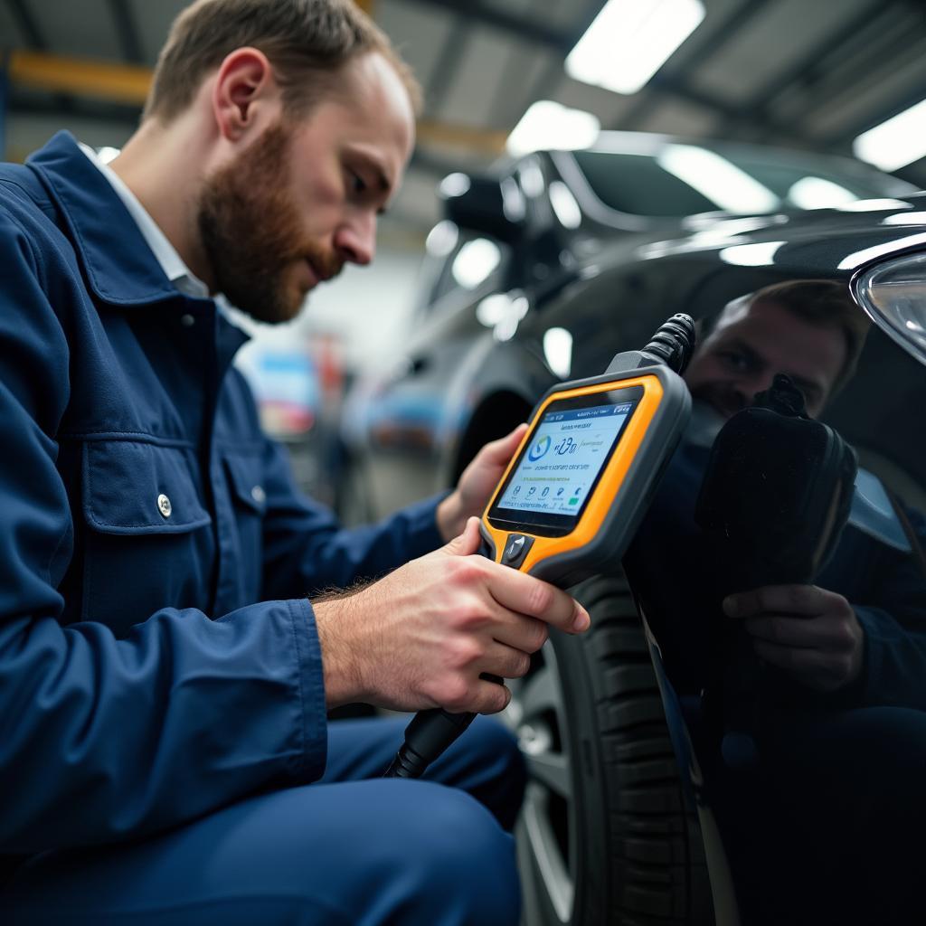 Car diagnostics being performed by a professional mechanic in Newark, DE