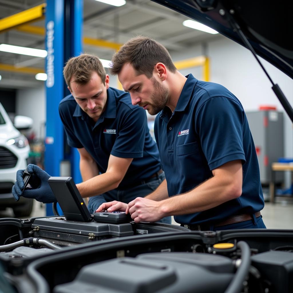 Acme Auto Service Technicians Performing Maintenance