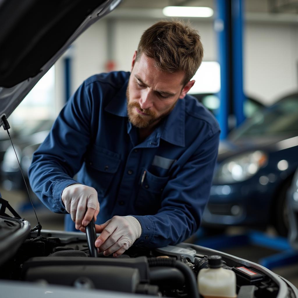 Adams Auto Service Technician Working on Car