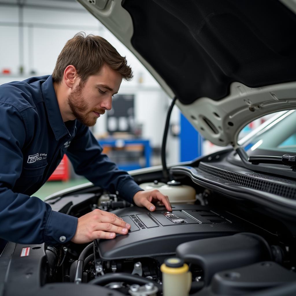 Admiral Auto Service Technician Inspecting a Car