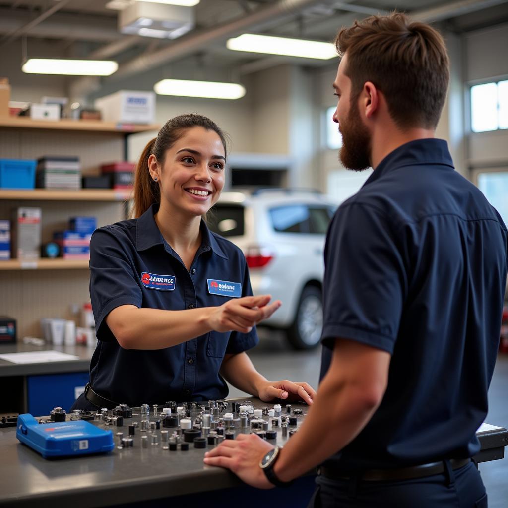 Advance Auto Parts Customer Service Representative Assisting a Customer