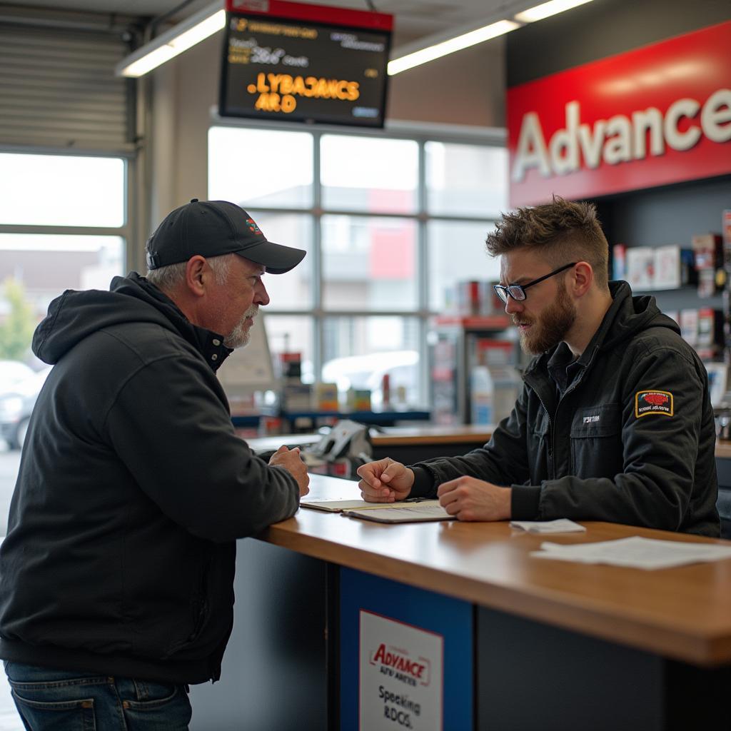 Frustrated Customer at Advance Auto Parts Counter