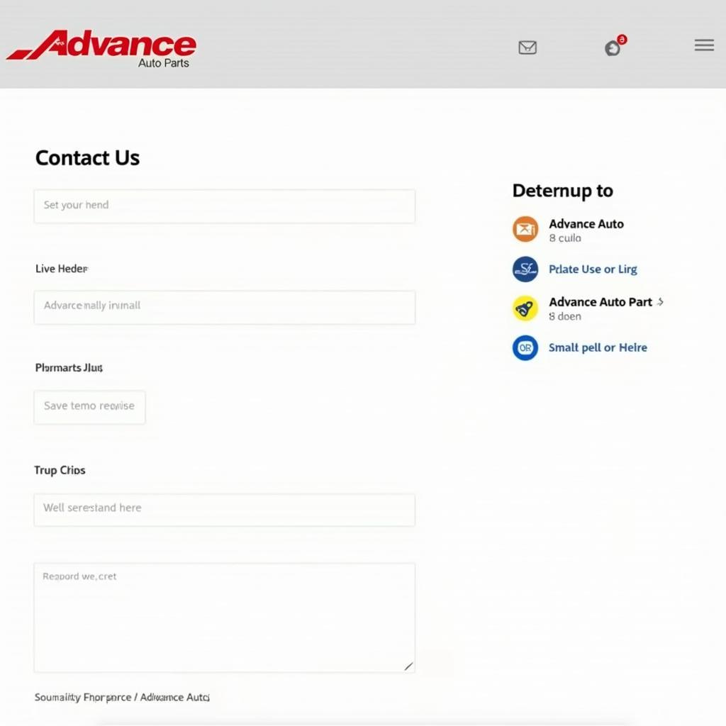 Advance Auto Parts Website Contact Page