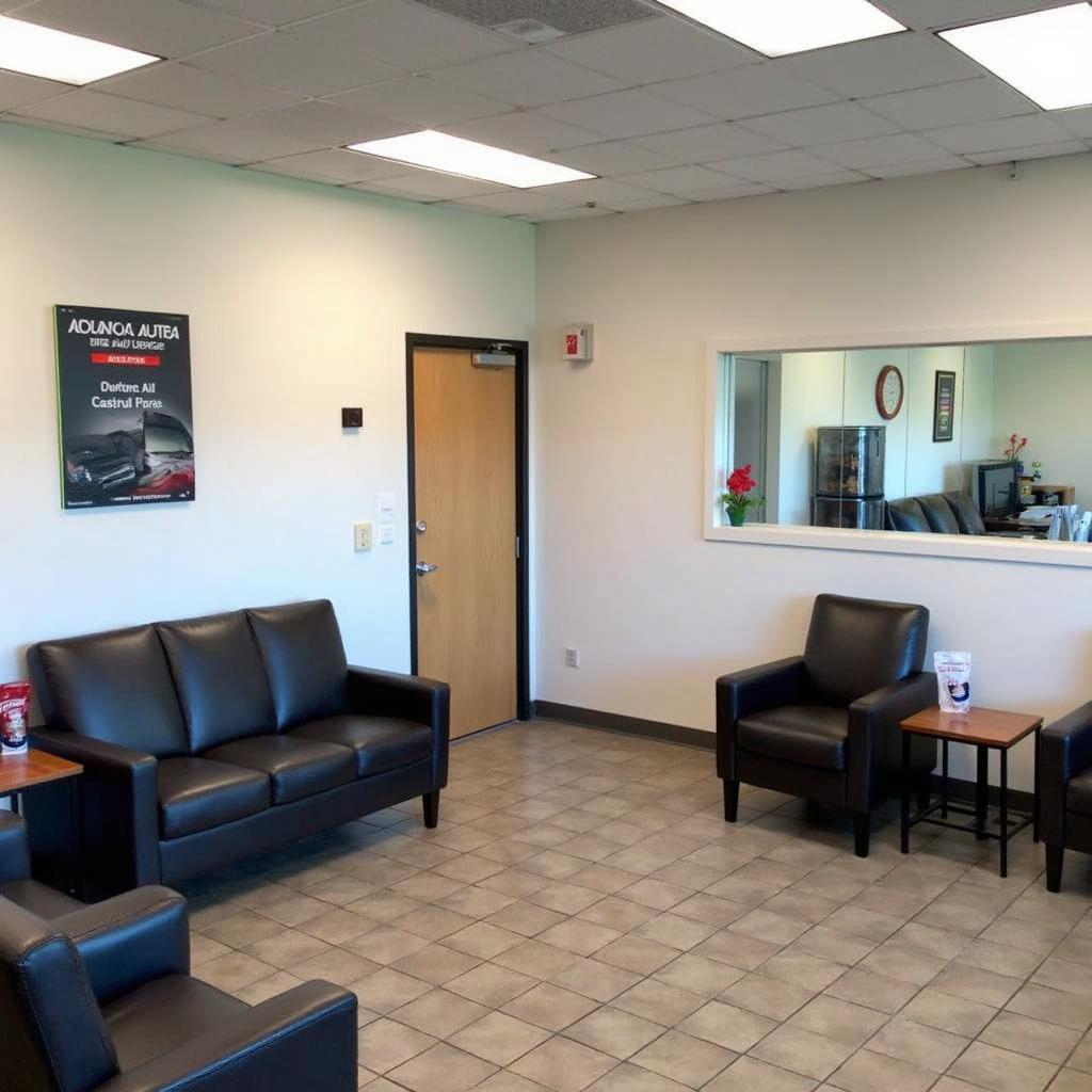 Comfortable customer waiting area at auto service center