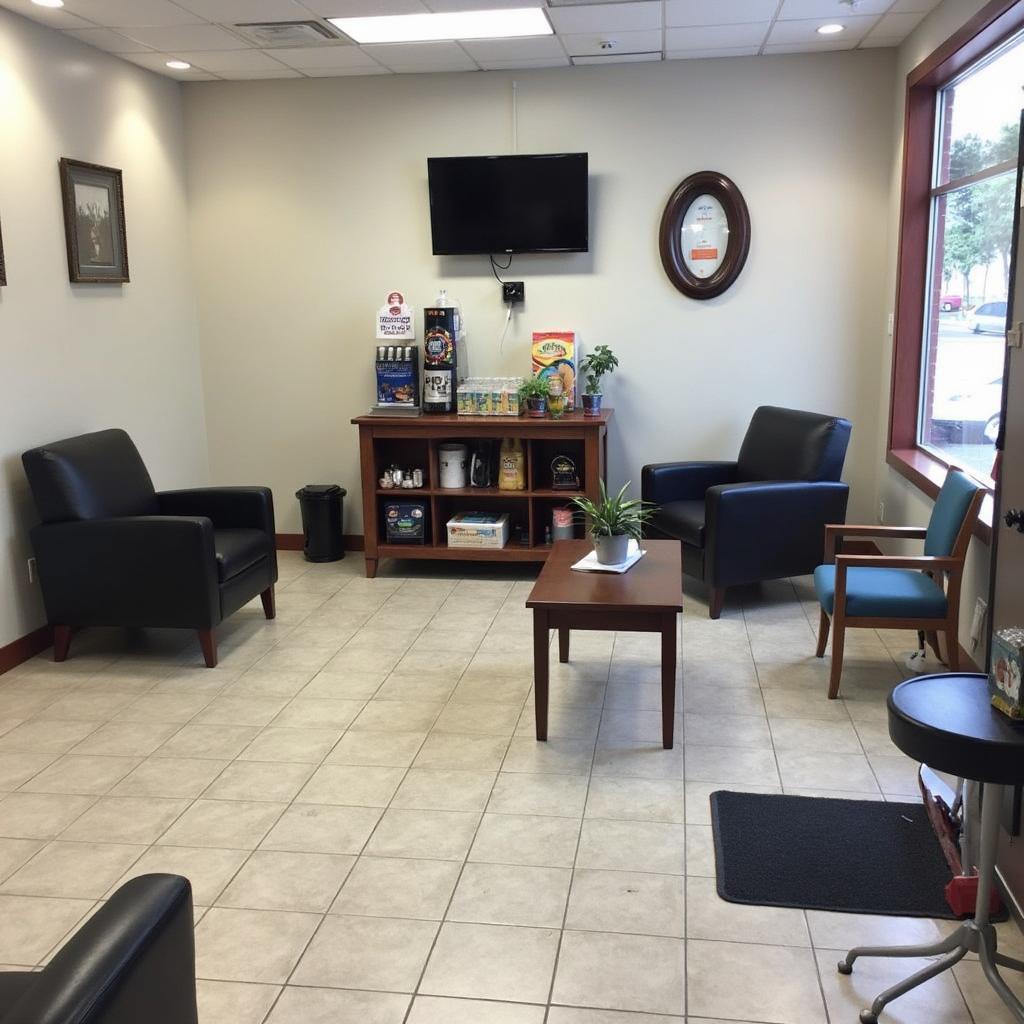 Comfortable and well-equipped customer lounge at Advantage Auto Service in Saukville