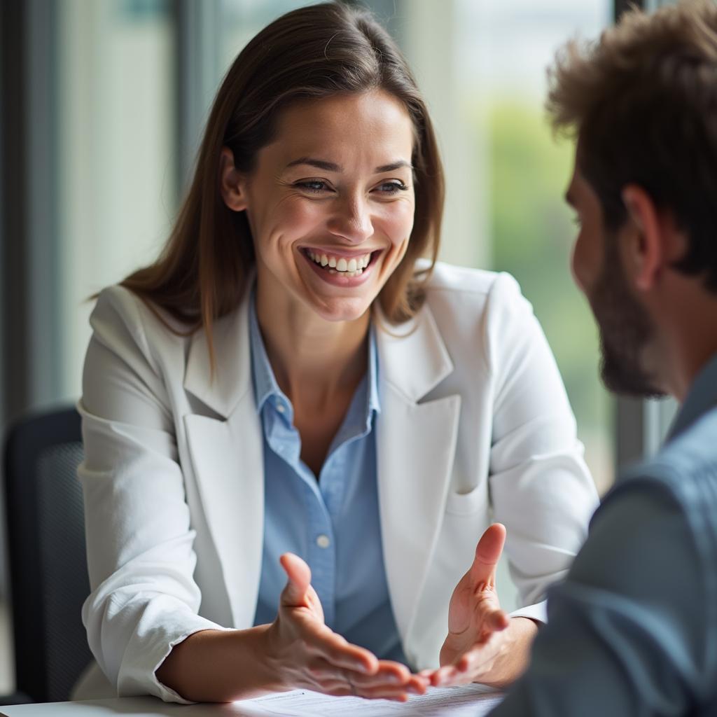 Customer service representative assisting a client