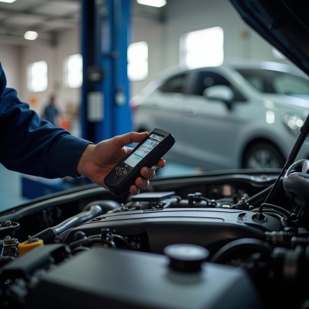 Mechanic inspecting a car engine in a Gastonia auto repair shop