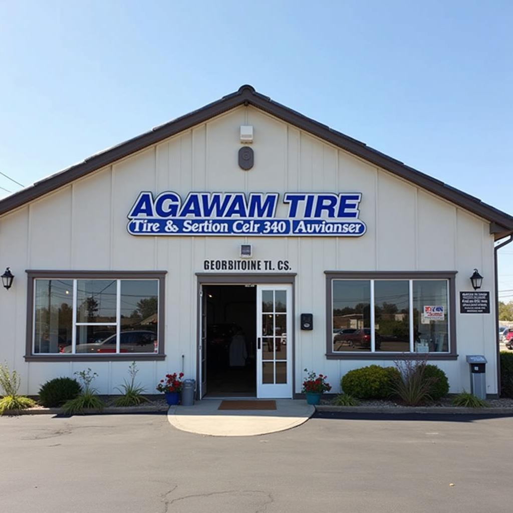 Modern auto service center exterior with signage