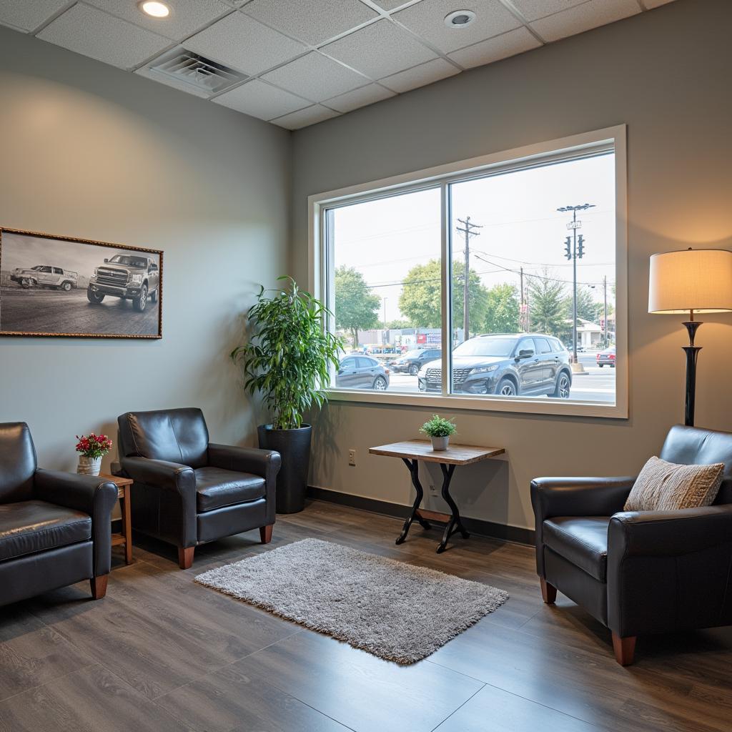 Comfortable and modern customer waiting area at AGT Auto Service on Wilshire Blvd, featuring complimentary refreshments and Wi-Fi.