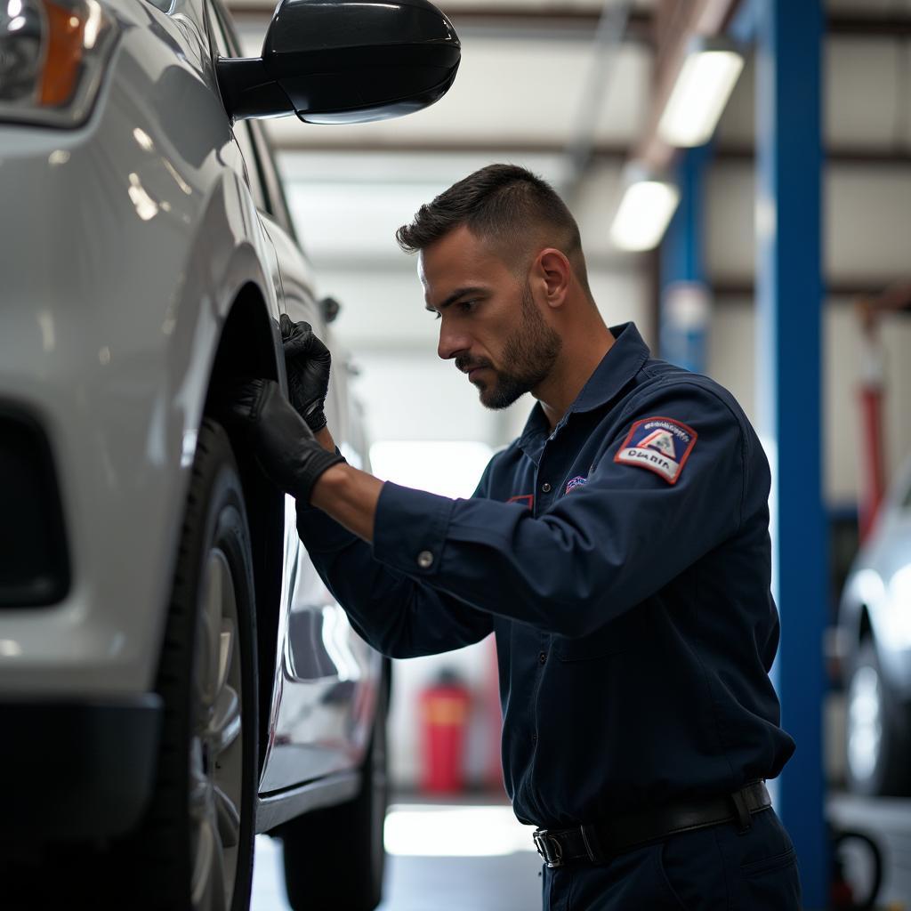 Skilled technician working on a car at Aiken Discount Tire & Auto Service