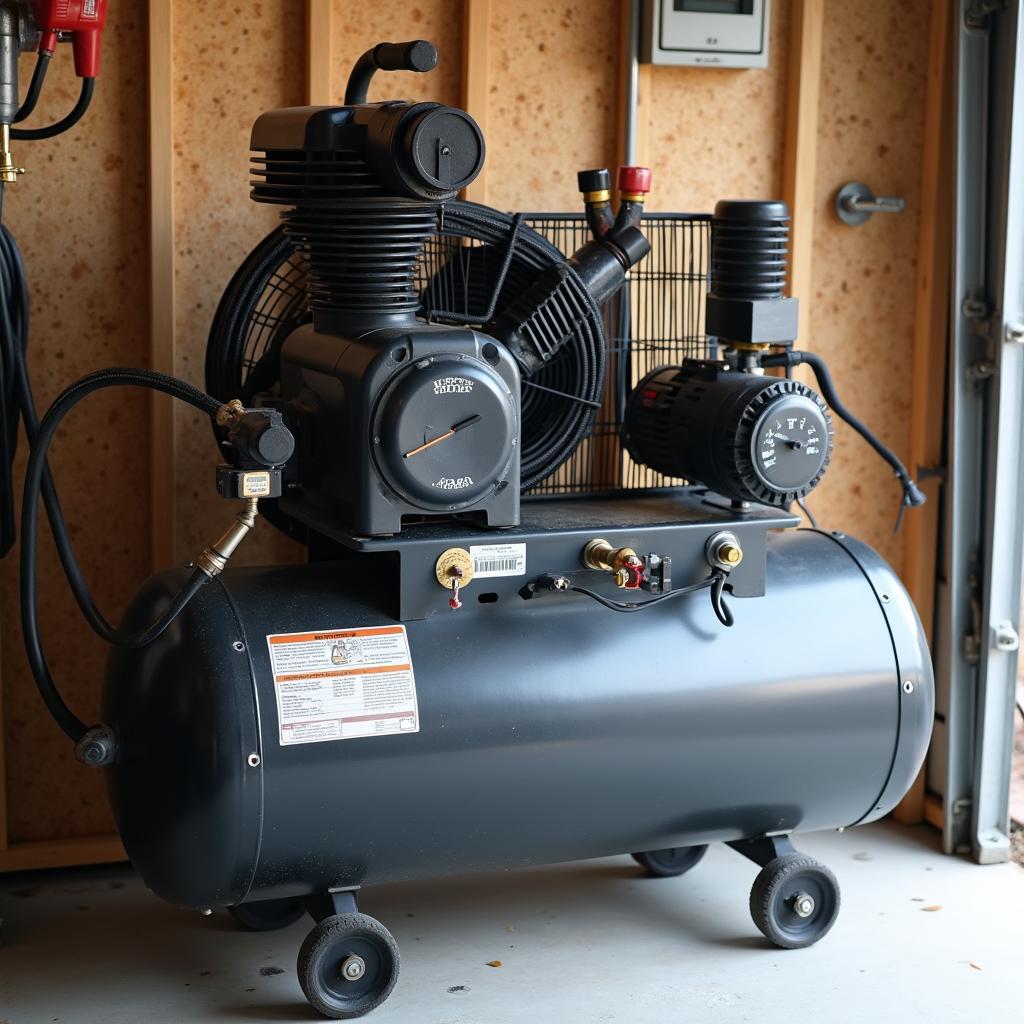 Air Compressor in a Garage Setup