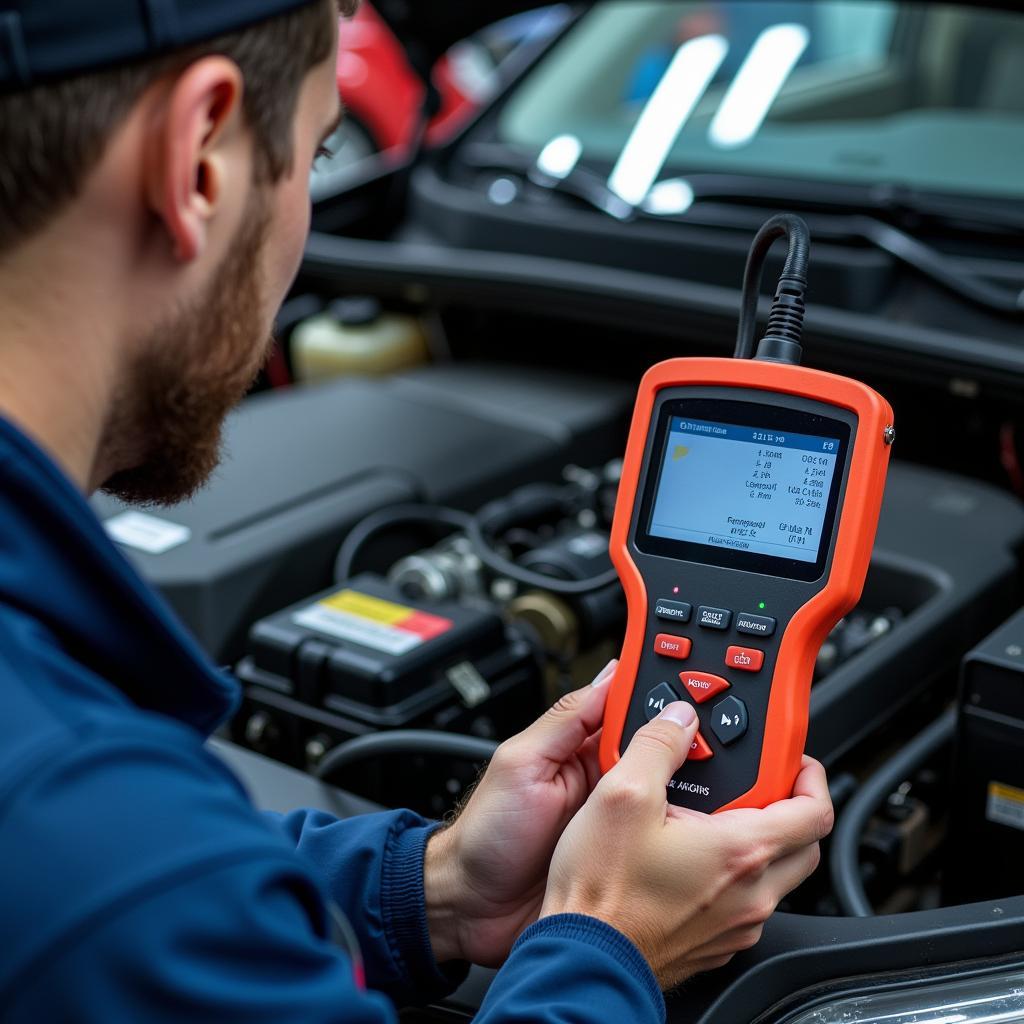 Mechanic Performing Diagnostics in Airdrie