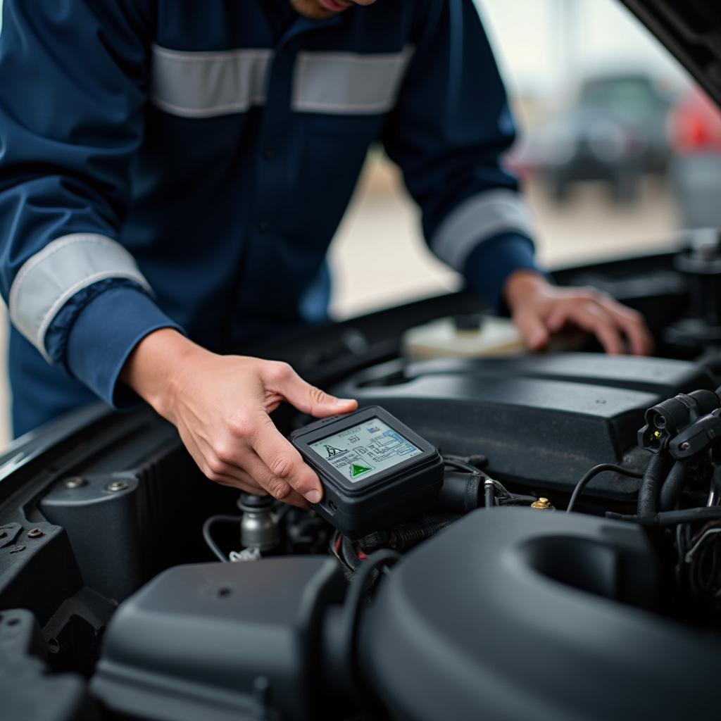 Alam Megah Mechanic Performing Engine Diagnostics