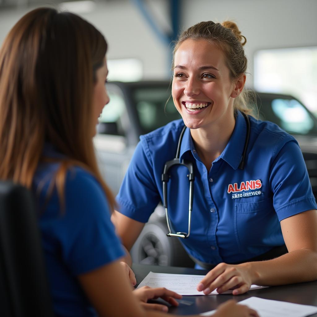 Friendly customer service representative at Alanis Auto Service