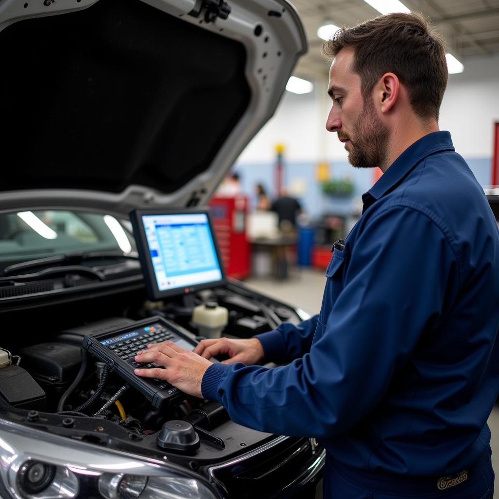 Albany Auto Mechanic Performing Engine Diagnostics