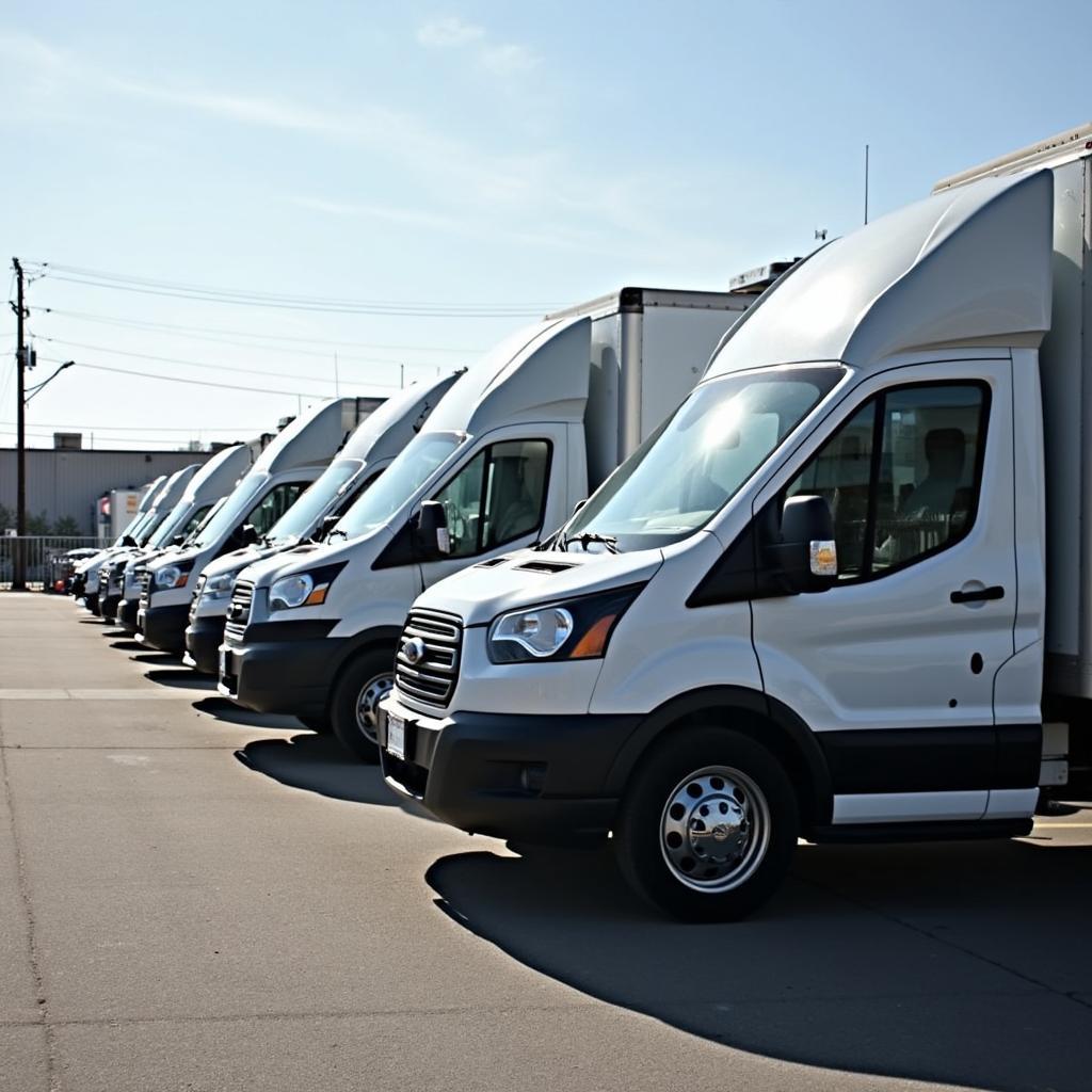 Fleet of Vehicles Undergoing Maintenance