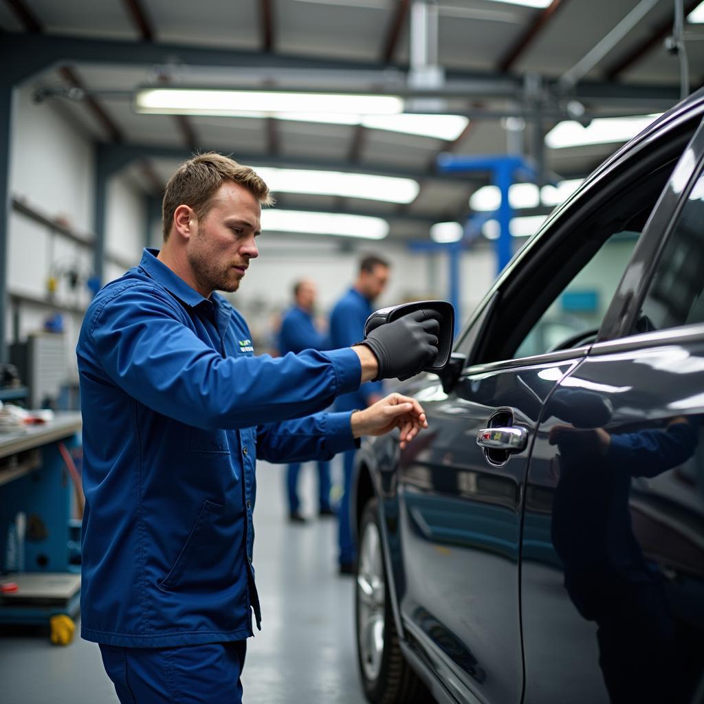 Professional Technicians Working on a Car