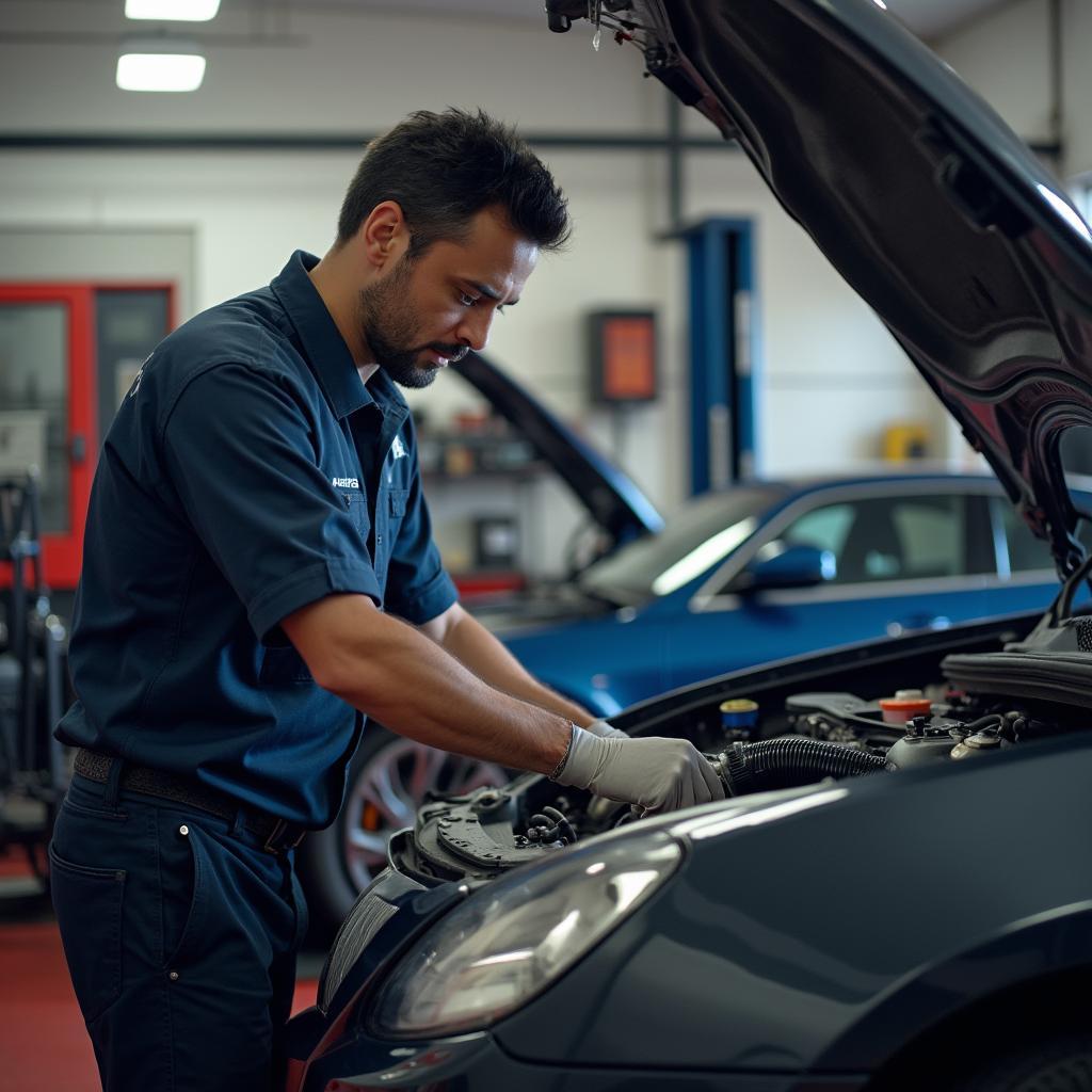 Mechanic Working on a Car at All American Auto Services Inc Homosassa FL