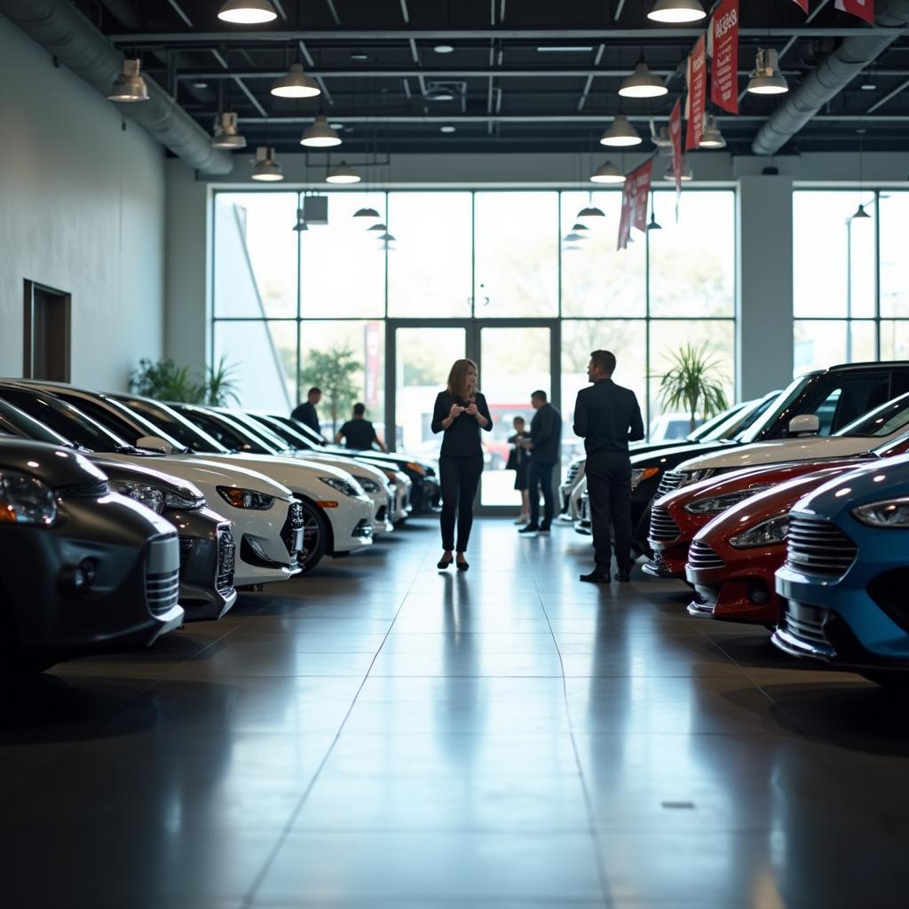 Modern car dealership showroom