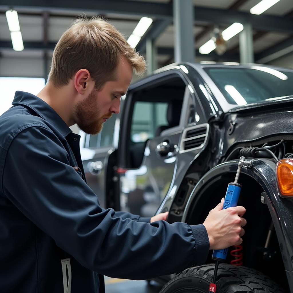 Experienced Mechanic Inspecting an Imported Car in Austin