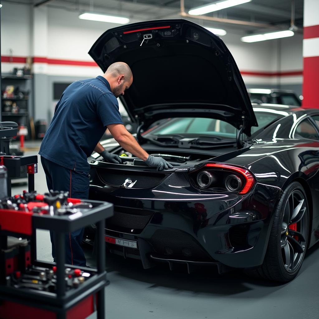 Mechanic working on an imported car in Las Vegas