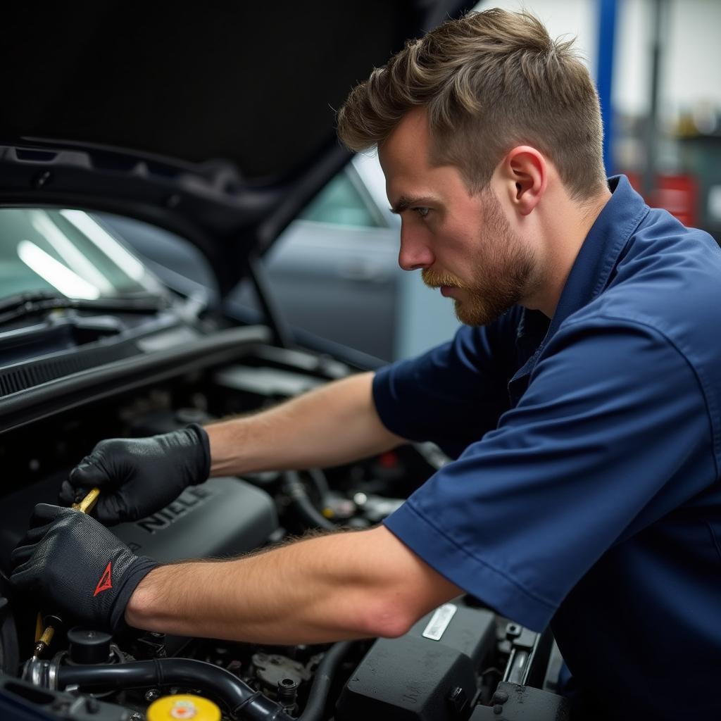 Skilled technician working on a car at Al's Auto Service