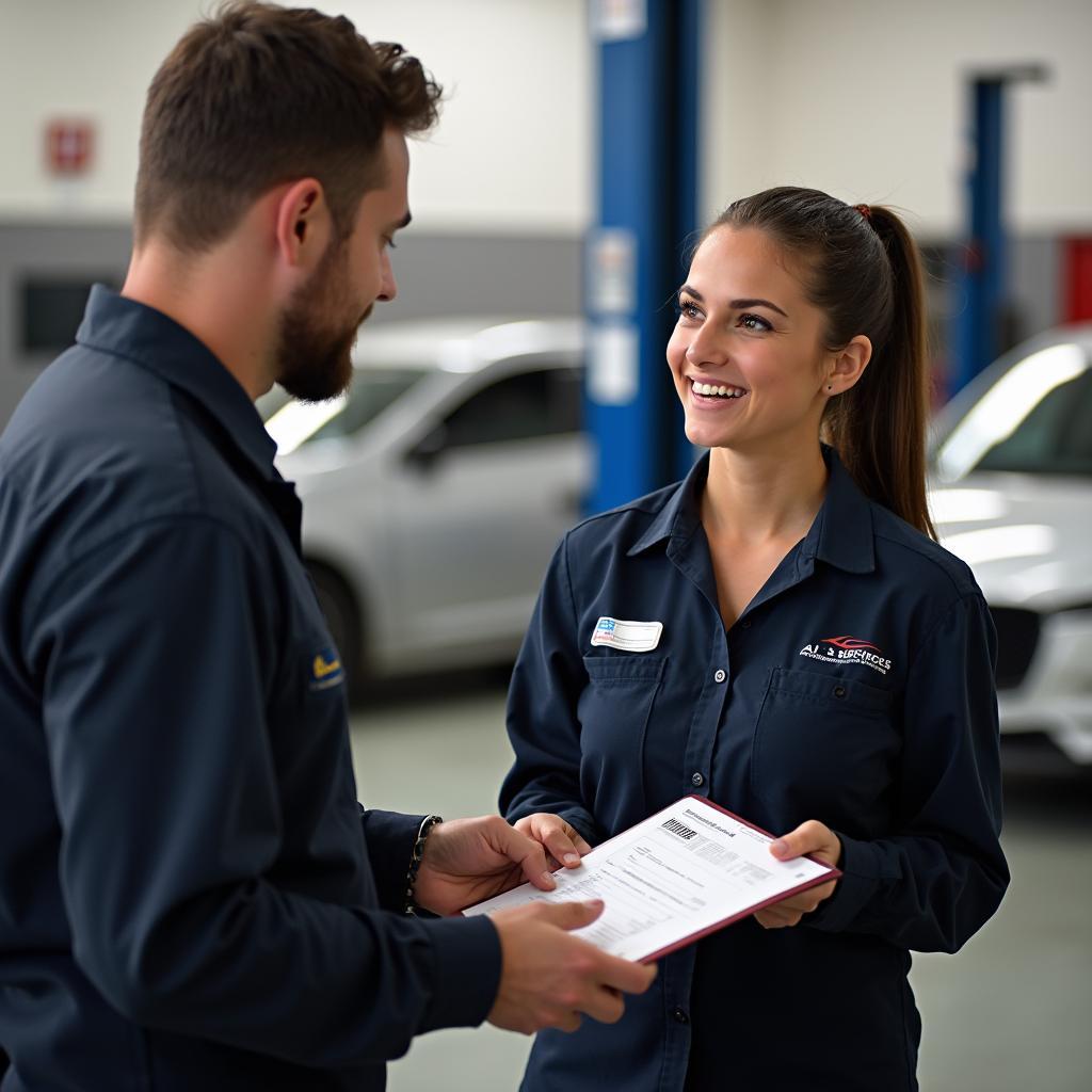 Friendly Staff Assisting Customer at Al's Auto Services Center